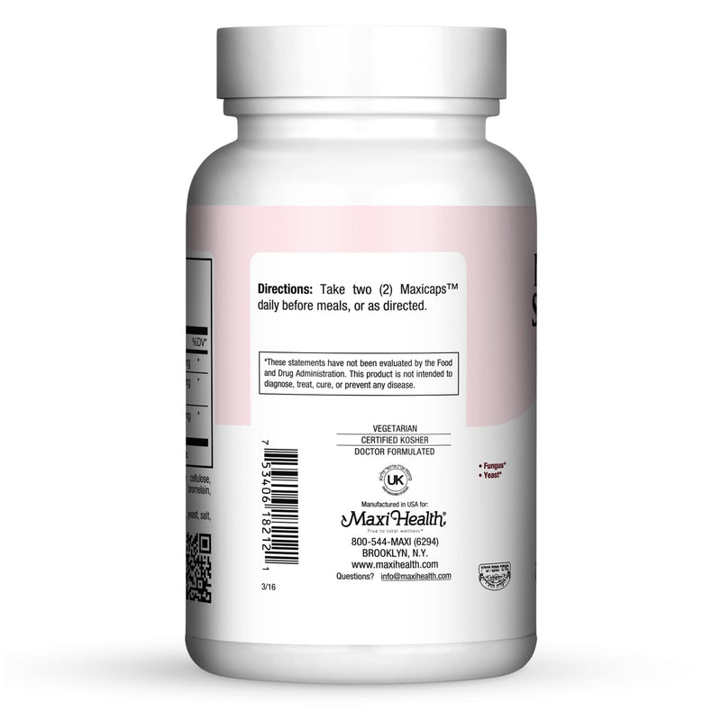 Maxi Health® Acidophilus Probiotic with Bifidobacterium (120 Capsules) | Kosher | Bifidobacterium & Prebiotic Apple Pectin | Digestive, Gut, Gas & Bloating Support | Vegetarian | Doctor Formulated 120 Count (Pack of 1)