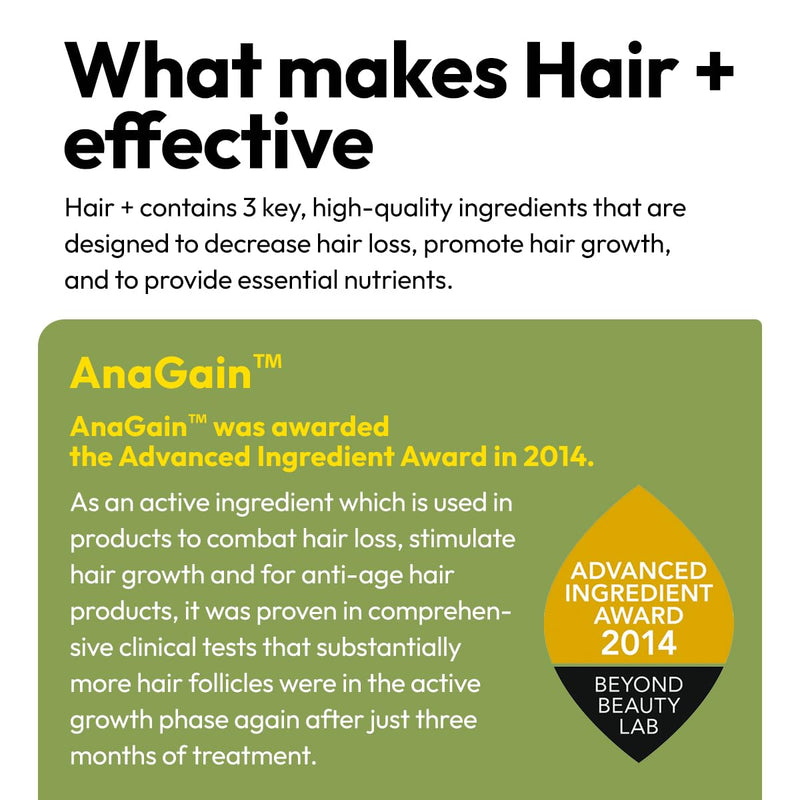 BIGVITA Hair Growth Supplement – Fast Hair Regrowth for Thicker, Fuller Hair | AnaGain™ Nu, Biotin, Black Sesame Extract | Hair Loss Support for Women & Men | Vegan, Gluten-Free – 1 Month Supply