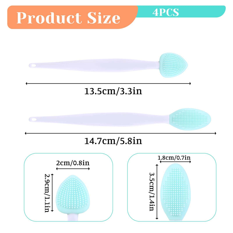 4Pcs Cat Acne Brush Set, Cat Acne Chin Treatment, Black Seed Exfoliating Brush, Dual Sided Silicone Cat Brush, for Cats Chin Acne and Blackhead Exfoliation Blue - BeesActive Australia