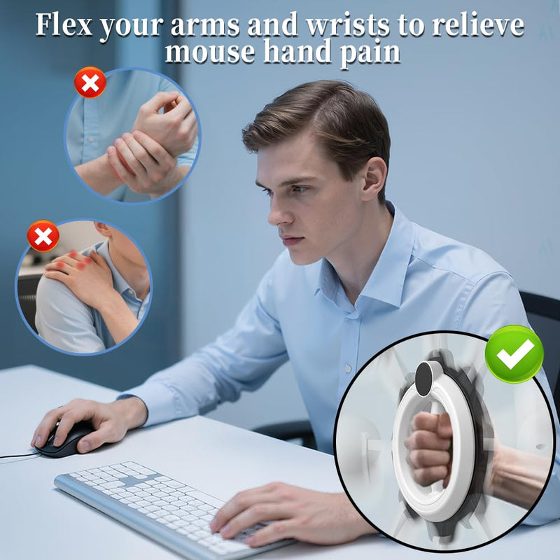 Arm Workout for Men and Women, 360° Hand-Crank Forearm Trainer, Chest Trainer,Shoulders and Arm Muscle Training Fitness Equipment, Home Workout Equipment and Gym Workouts White