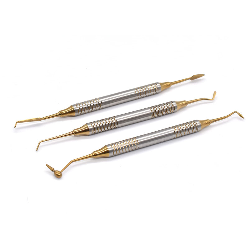 Angzhili 6 Pcs/Kit Dental Composite Resin Filled Scraper,Non Stick Dental Filling Spatula,Double headed Dental Restoration Tool (Gold) Gold - BeesActive Australia