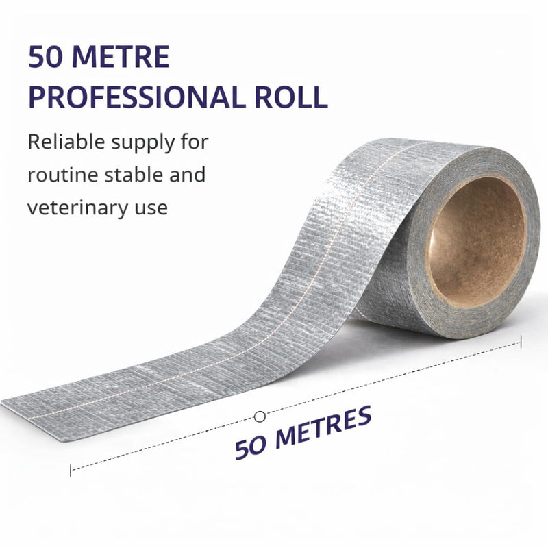 Hoof Tape for Horses & Animals | Heavy Duty Reinforced Adhesive 50m Roll for Securing Dressings & Poultices