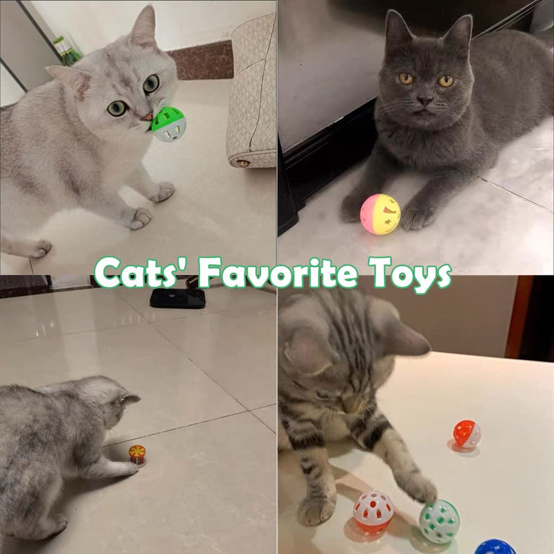 Cat Jingle Balls Toys 10Pcs 6 Styles for Indoor Cats - Plastic Lattice Cat Balls with Bells Kitten Rattle Toy, Gift Box and 1.5" - BeesActive Australia