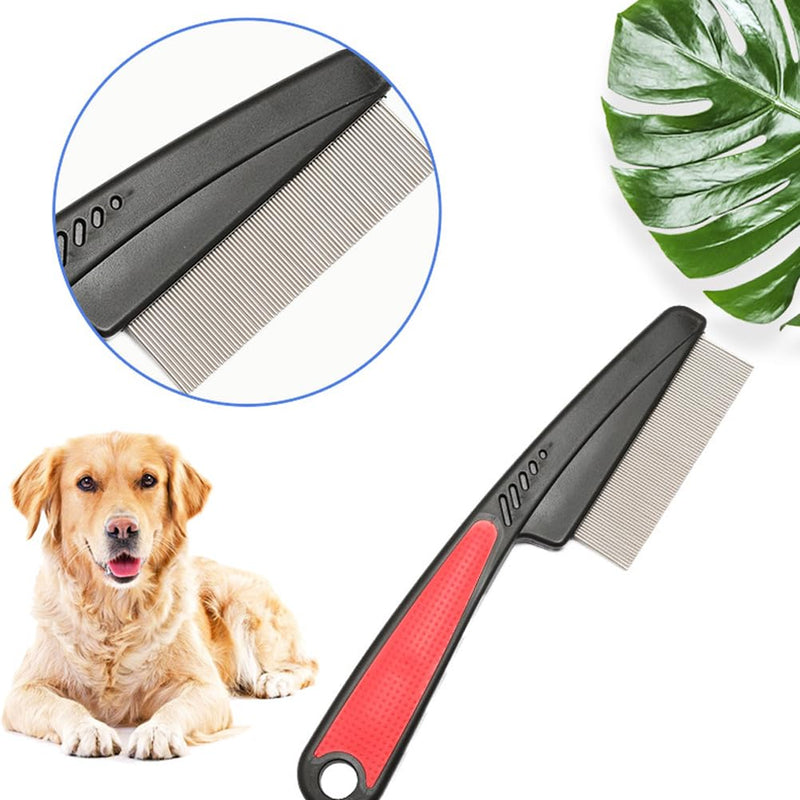 LJFEA Flea Comb for Dogs Cats Pack of 2 Professional Dog Cat Lice Comb Dust Comb Flea Comb Coarse & Fine Teeth Stainless Steel Lice Flea Comb - BeesActive Australia