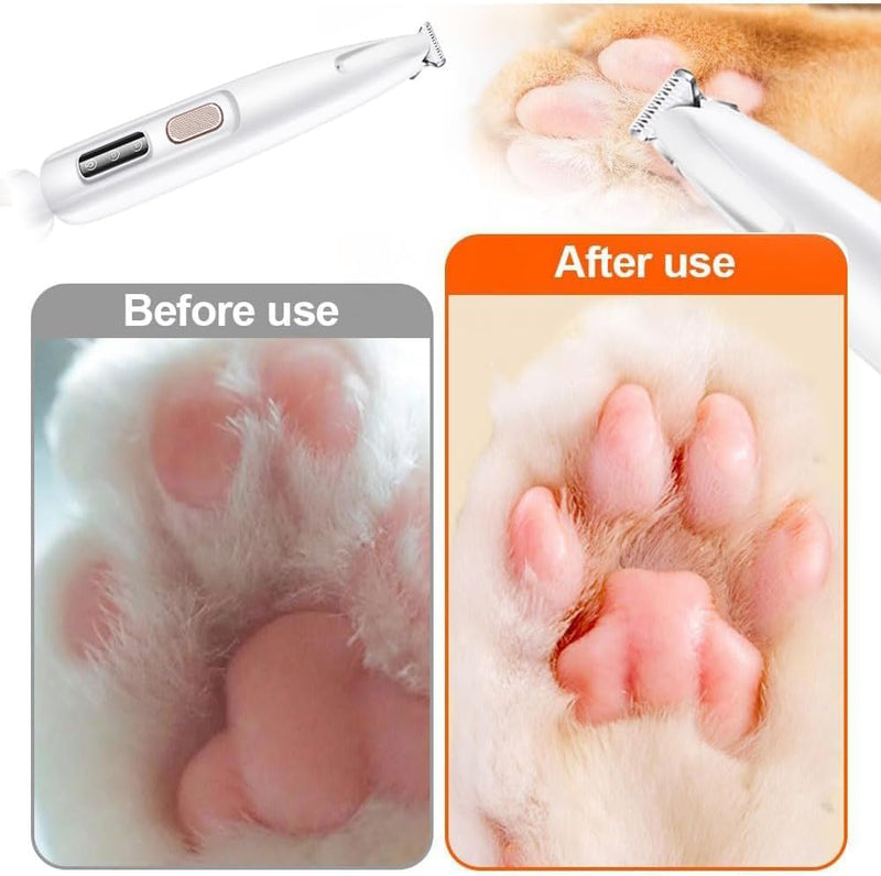 Paw Trimmer for Dogs Hair Clipper Paw Trimmer with LED, Lower Noise Waterproof Dog Razor, Hair Clipper for Paws Pet Dogs Cats (White) White - BeesActive Australia