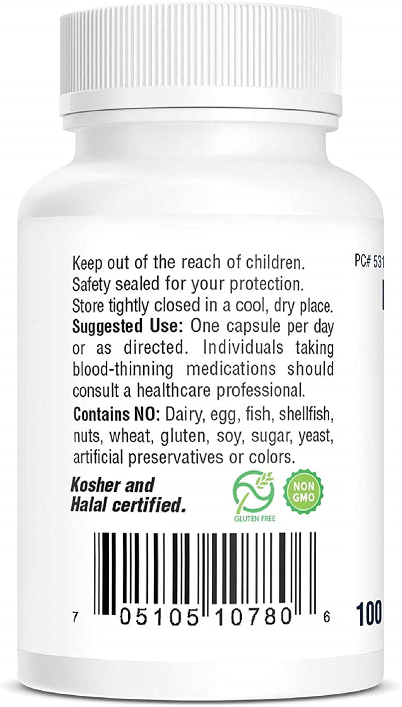 Bio-Tech Pharmacal MK-7 (Vitamin K2), 100 Vegetable Capsules – All-Natural Supplement – Supports Cardiovascular & Bone Health – No Dairy, Fish, Gluten, Peanut, Shellfish, GMOs, Kosher, Halal, & Soy –