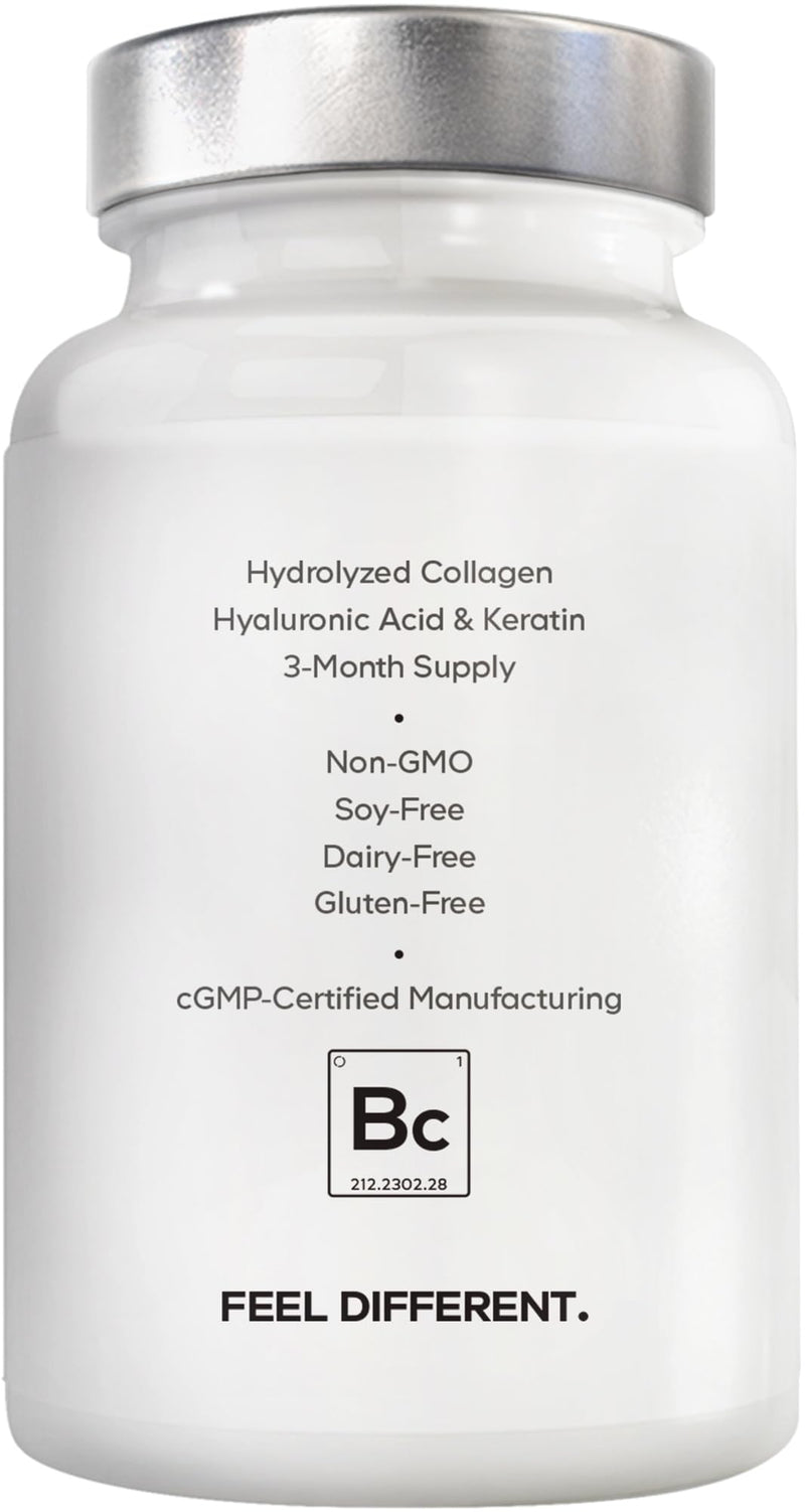 Amen Biotin Collagen Vitamins+ 10,000 mcg Biotin, Vitamins, 90 Capsules | Biotin 10,000 mcg with marine collagen, keratin, MSM, hyaluronic acid and vitamins C and E. Non-GMO.
