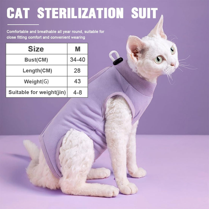 KOLZEMV Cat Bodysuit Cat Bodysuit After Surgery Cat Bodysuit for Cats Surgery Cat Clothing Neck Brace Alternatives for Cats Dogs Cat Suit After Surgery Anti-Leak Suit Cat Pajamas (M) M Purple - BeesActive Australia