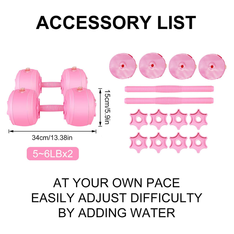 Water Filled Dumbbells Set - Water Filled Weights - Portable Travel Weights - Weights Adjustable Dumbbells - Portable Fitness Equipment - Strength Training - Fitness and Shaping Pink：up to 20 lbs