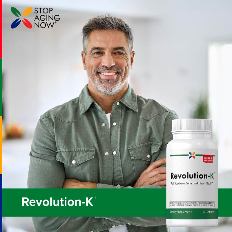 Stop Aging Now - Revolution-K Supplement - with Vitamin A, D, & K - 60 Softgels