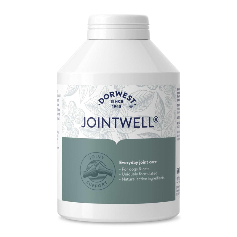 Dorwest JointWell 500 Tablets for Dogs & Cats – Natural Dog Supplements to Support Joint Mobility and Comfort, with Glucosamine, Chondroitin, Zinc, Vitamin C and Hyaluronic Acid