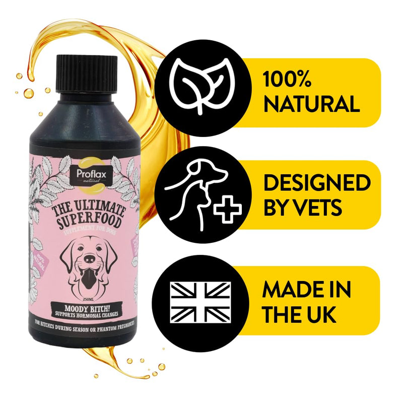 Proflax Moody Bitch Hormone Balance Support for Female Dogs – Seasonal, Phantom Pregnancy & Emotional Care - 500ml