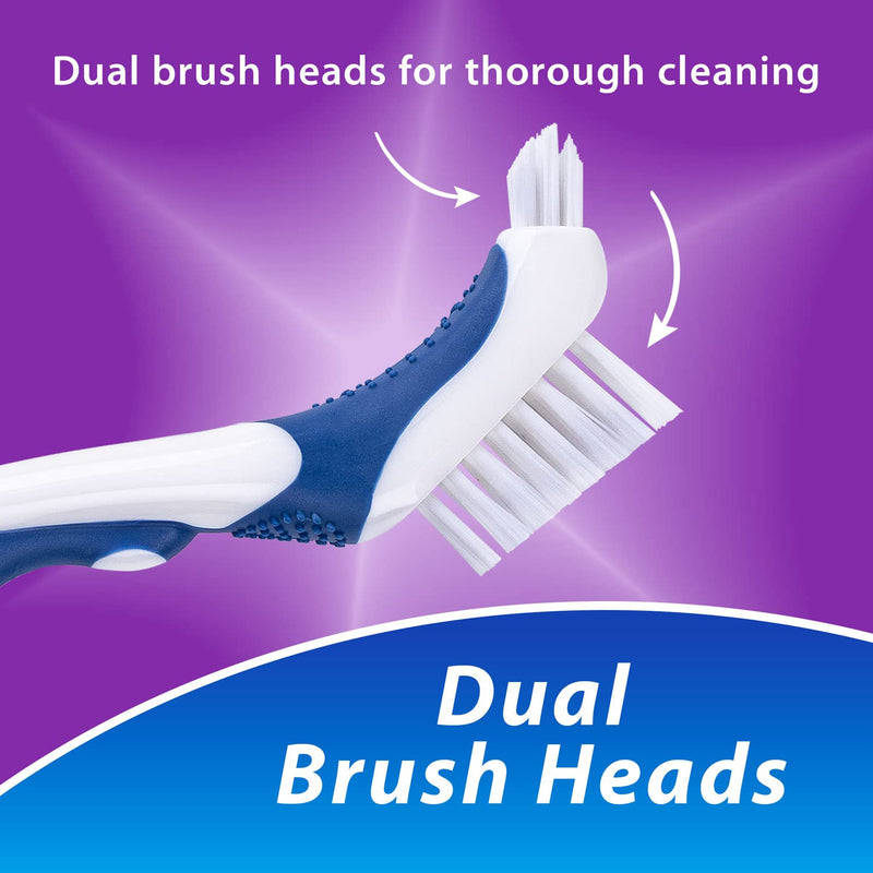 BrightWorks Denture Brush, Dual-Action Brush Heads, Manual Brush (Pack of 3) - BeesActive Australia