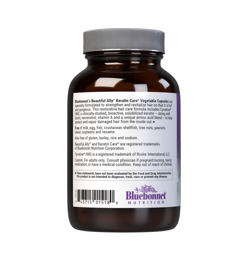 Bluebonnet Nutrition Beautiful Ally Keratin Care, Beauty Nutrient, Best for Hair, Strengthen and Revitalize Hair*, Non GMO, Gluten Free, Soy Free, Milk Free, 30 Vegetable Capsules, 30 Servings | Hair & Strengthen and Revitalize Hair