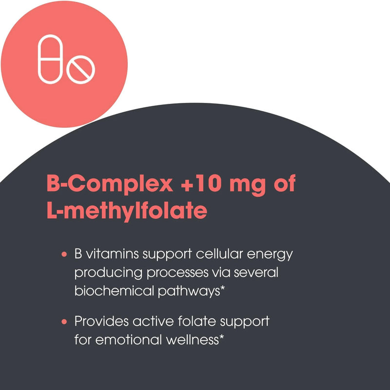 MethylPro B Complex with L-Methylfolate 10 mg, 30 Capsules | Bioavailable Methylated B Vitamins for Energy and Stress Support, Vegetarian and Hypoallergenic Formula 30 Count (Pack of 1)