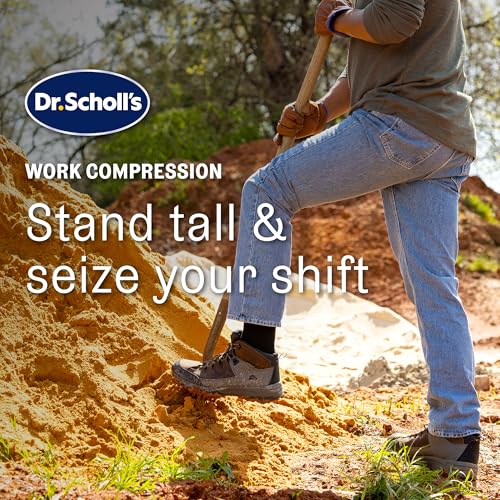 Dr. Scholl's Men's Athletic & Work Compression Over the Calf Socks - 1 & 3 Pair Packs - Fatigue Relief 7-12 Black (3 Pairs)