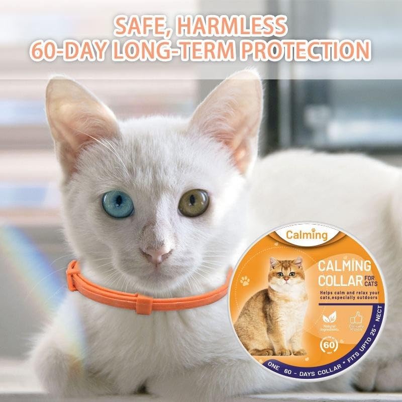 ELVIAN Calming Collar for Cats – Long-Lasting (60 Days) Pheromone Collar, Stress & Anxiety Relief for Indoor/Outdoor Cats, Helps with Loud Noises, Travel, Vet Visits & Behavioral Issues