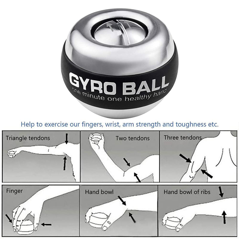 Auto-Start Wrist Power Gyro Ball with LED Lights, Wrist Strengthener and Forearm Exerciser for Stronger Arm Fingers and Muscle Without Light-Crush Metal