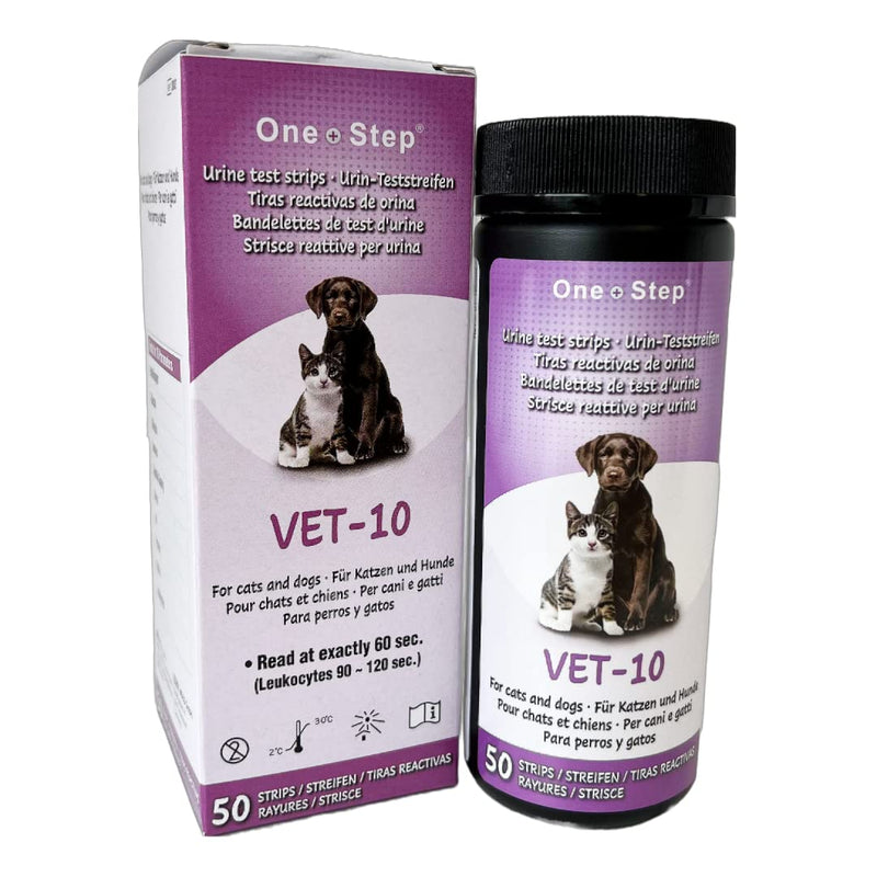 One Step Pet Urine Testing Strips, 50 x Urinalysis Parameter Tests for Dogs, Cats, Vets, Accurate Testing for Veterinarians, Detects UTI, Diabetes, Bladder, Kidney, Liver, SG, pH, Glucose