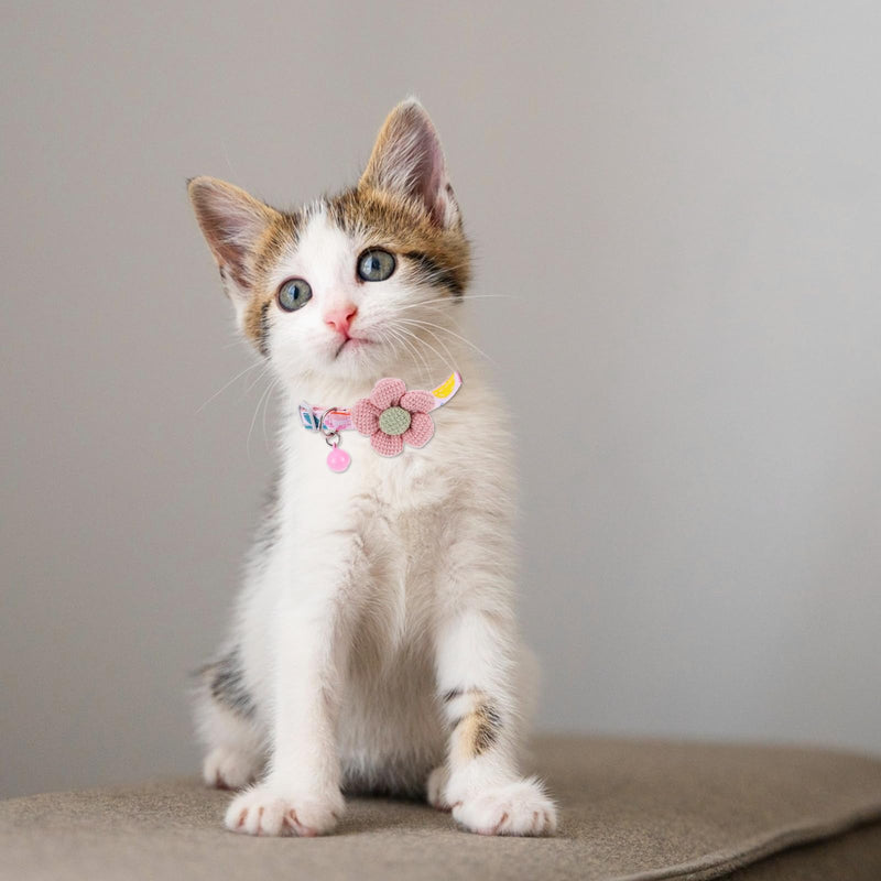 Pack of 2 cat collars with flowers, cat flowers, cat collars with bells, cat collars, soft adjustable flower bow tie collars, cat collar, adjustable - BeesActive Australia