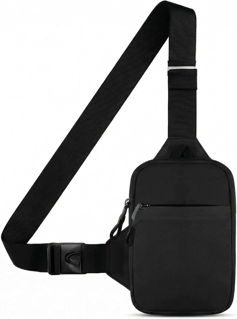 Mini Sling Bag Crossbody Fanny Pack Men & Women - Switchable Strap, RFID Blocking, Water-Repellent, Hidden Pocket Black