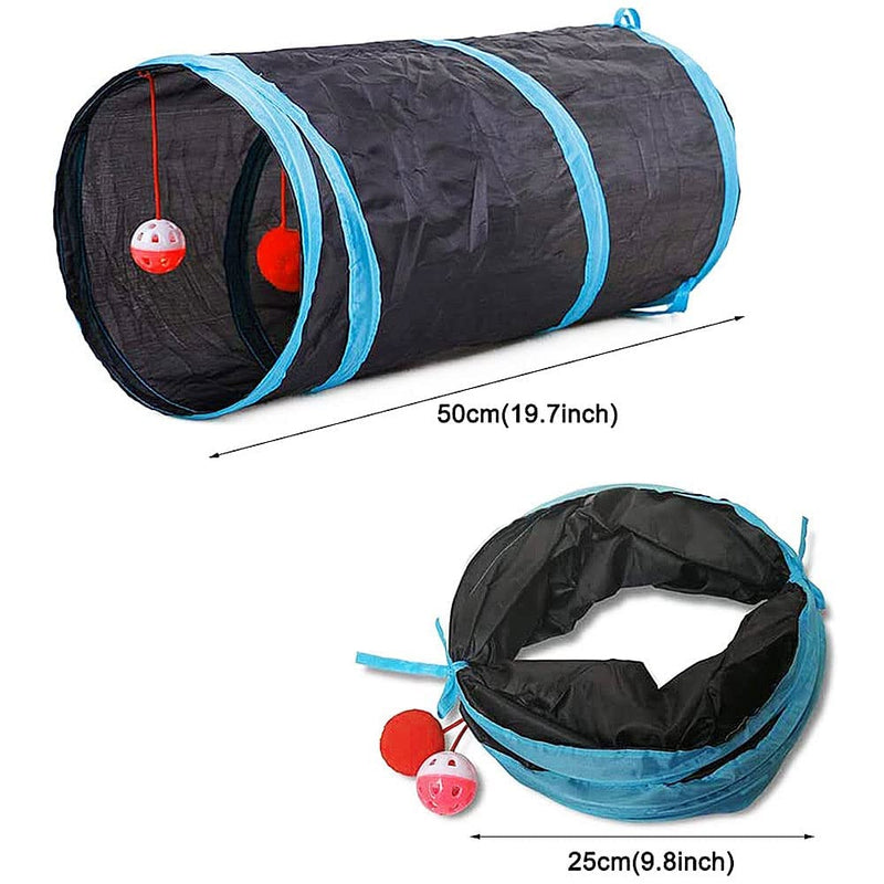 21 Pcs Cat Toys for Indoor Cats Collapsible Cat Tunnel Interactive Feather Teaser Wand Ball Toy for Kitten Cats Black - BeesActive Australia