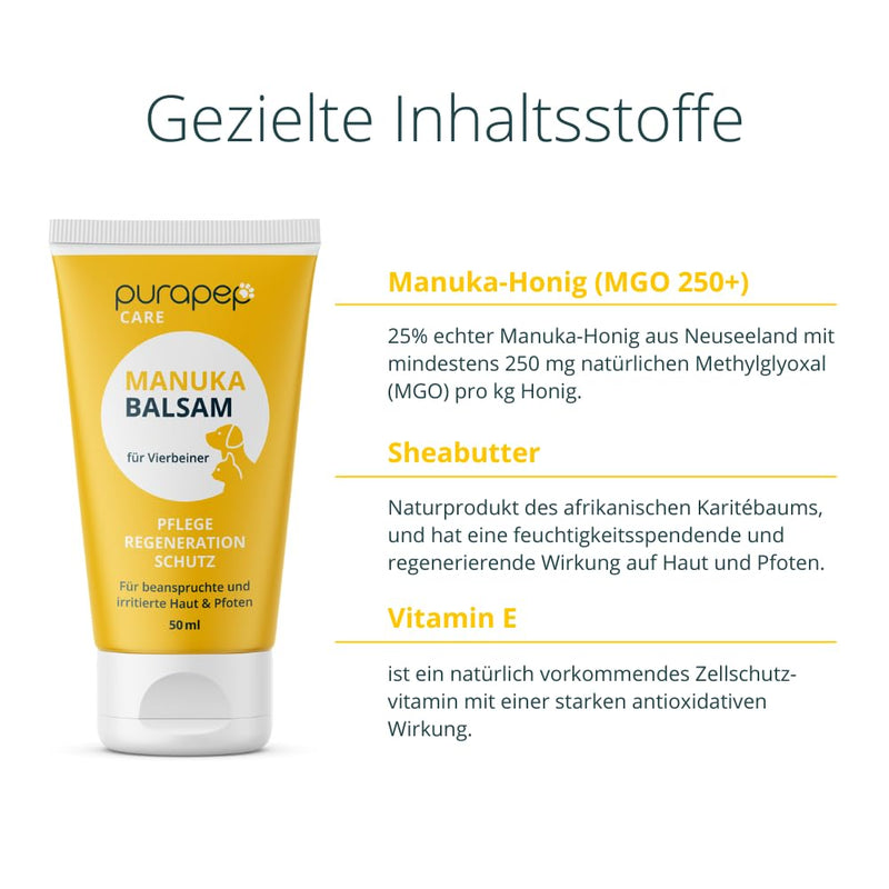 purapep Care - Manuka balm for dogs and cats - care, regeneration and protection for stressed and irritated skin and paws of your four-legged friends - 50ml - BeesActive Australia