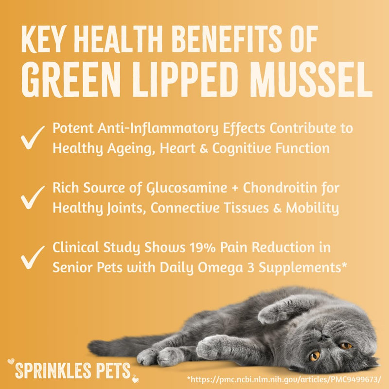 Pure Green-Lipped Mussel for Cats 100g – 100% Natural Joint, Hip, Heart & Kidney Support | Rich in Omega 3 & Glucosamine | Anti-Inflammatory Topper | Salmon Oil Upgrade for Senior Cats