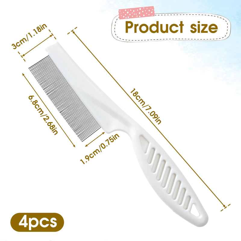 4pcs White Tick Comb for Dogs,Dog Flea Comb Cat Flea Comb Flea Comb for Kittens,Fine Tooth Tear Stain Remover,Large and Small Grooming Comb for Pets, Fine Tooth Tear Stain Remover - BeesActive Australia