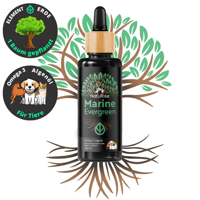 NatuRise® Omega 3 Vegan - Pets - Dogs, Cats, Horses - 100% algae oil - 100% algae flavor - 1822mg DHA & EPA - 100 ml - Laboratory tested - Triglyceride form - Pipette with dosing scale - UV glass - BeesActive Australia