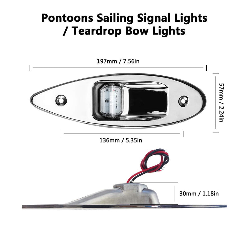 TIKSCIENCE Boat Navigation Lights 12V Waterproof LED Flush Mount Marine LED Boat Lights Shark Eye Teardrop Lights Red and Green Side LED Bow Light for Pontoon Skiff Fishing Boats Teardrop Light - BeesActive Australia