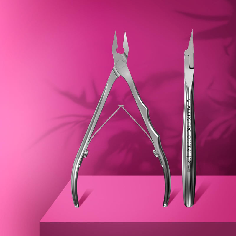 Staleks Pro Expert 61 Ingrown Toenail Nippers – 12mm Blades – Narrow Tips with Safe Ends – Stainless Steel – Professional Pedicure Tool 12 mm