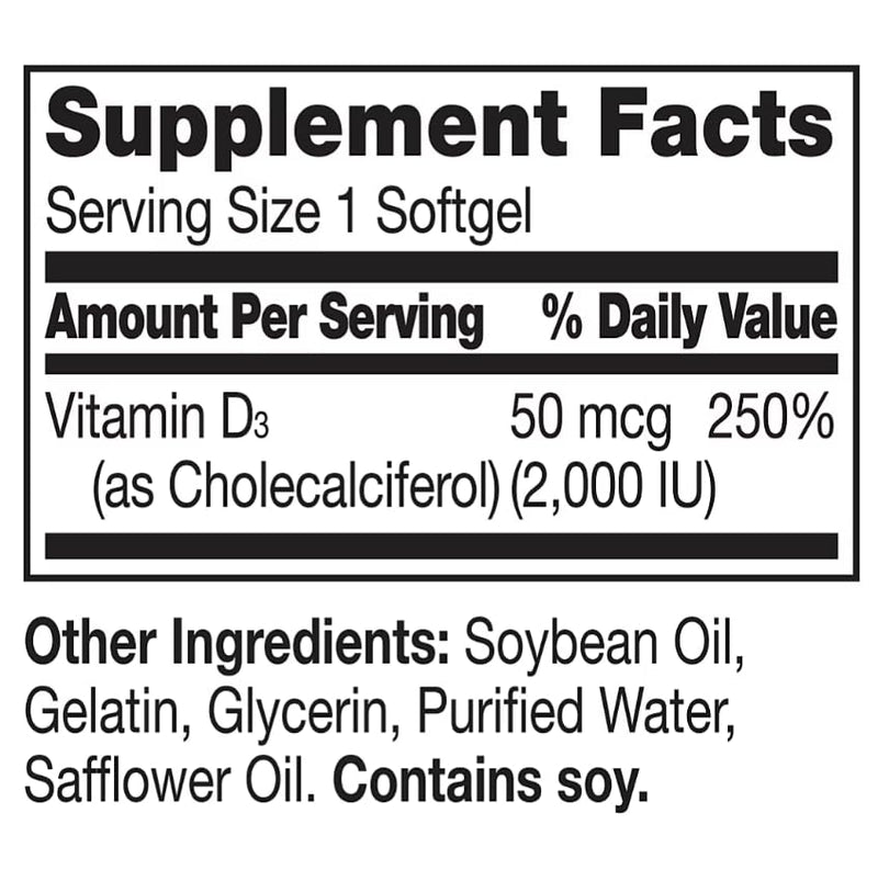 berkley jensen Vitamin D3 2000IU (50 mcg), Dietary Supplement for Teeth, Muscle, Immune Function, and Bone Health, for Men and Women, Made in USA, NSF Certified -440 Softgels, 440 Day Supply 440 Count (Pack of 1)