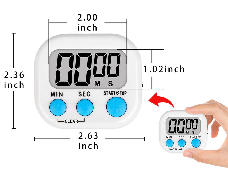 Lasubst Digital Classroom Timers for Teachers Kids School Supplies Bulk with Magnetic Back 12 Pack, White Pink Blue Green