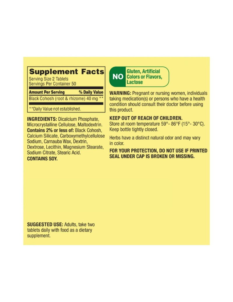 Spring Valley Black Cohosh - Menopause Support 40 mg, 100 Count + STS Sticker.