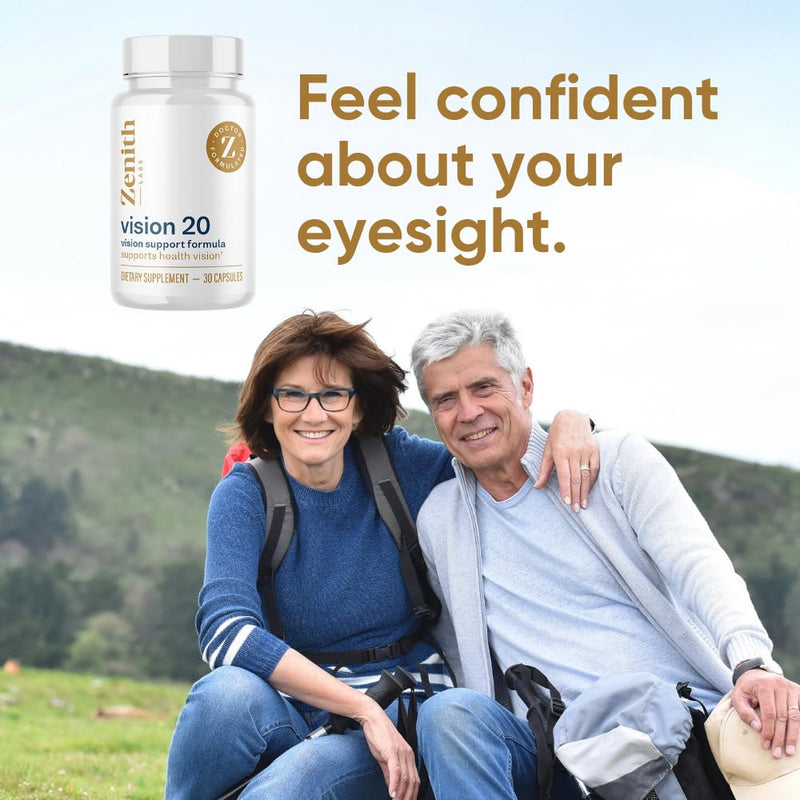 Vision 20 Eye Vitamins - Lutein, Zeaxanthin, and Bilberry Extract - Supports Eye Strain, and Eye Health - Carotenoid Blend 30 Count (Pack of 1)