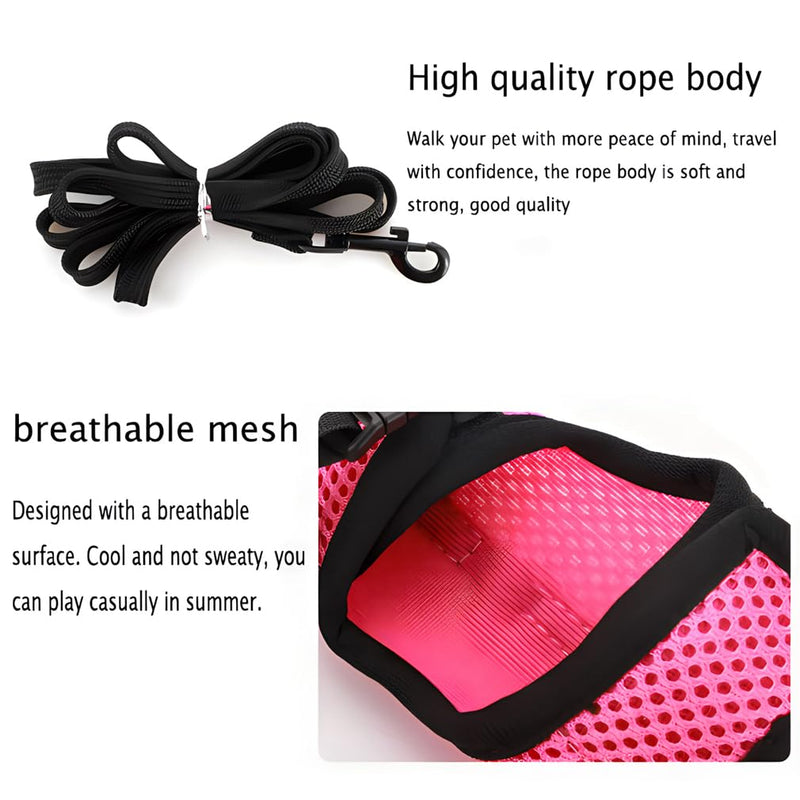 Guinea Pig Harness and Leash Set, Rat Harness and Leash Eescape Proof Walking Training for Small Animal Pets,Pink S Pink S Chest 4.7-6.2",Suitable Guinea Pig ,Rat - BeesActive Australia
