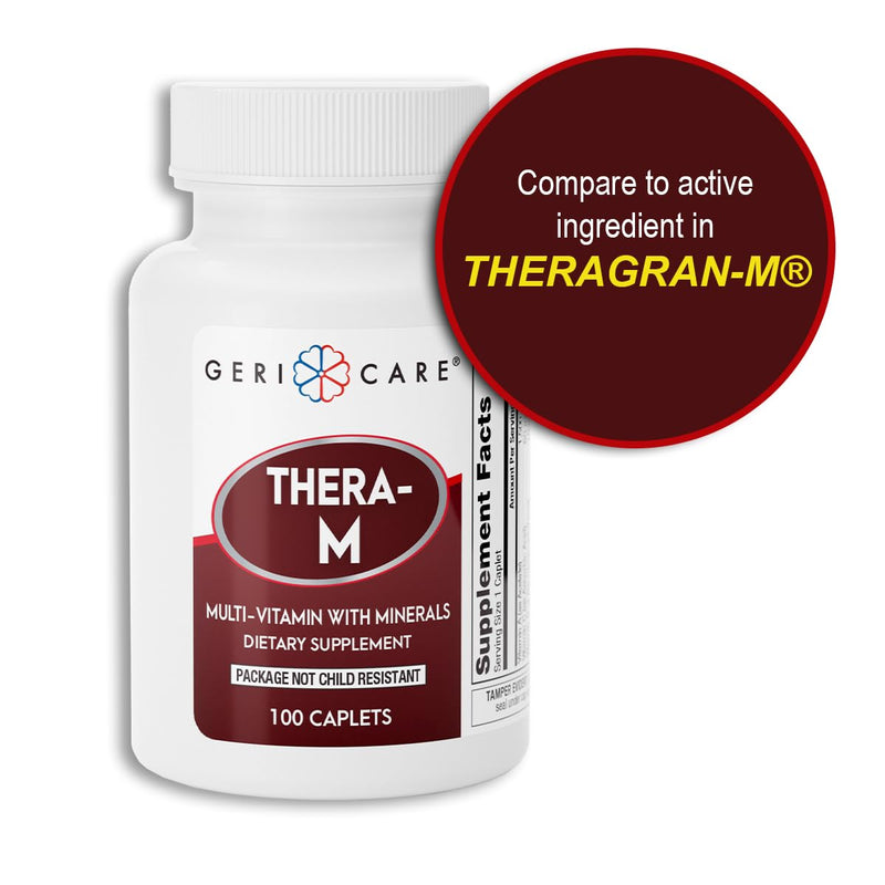 GeriCare Thera M Multivitamin Caplets, Blend of Vitamins and Minerals to Ensure Maximum Nutritional Support Antioxidant Protection Supplement, 100 Count (Pack of 2) 100 Count (2pk) with Mineral
