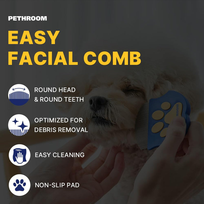 [PETHROOM] Easy Facial Comb | Pet Eye Booger Remover Comb for Cats and Dogs | Round Head Fine-Tooth Metal Comb for Tear Stains | Stainless Steel Cleaner and Grooming Tool | Dog eye comb - BeesActive Australia