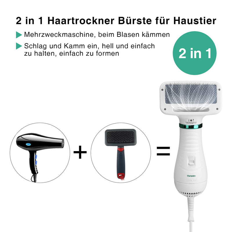 Ownpets dog hair dryer with fur comb, 2 in 1 pet hair dryer brush, dog dryer, temperature adjustable (2 levels 40 or 60℃), animal hair dryer for dogs, cats or other pets, 300W - BeesActive Australia