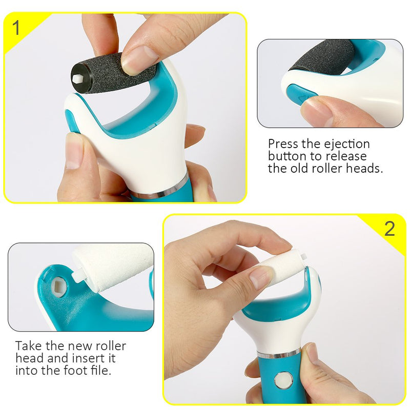 Electric Foot File Callus Remover Professional, 2-Speed Rechargeable Pedicure Tool for Remove Calluses, Dry, Hard, Dead, Cracked Skin, Includes 2 Coarses (Blue) - BeesActive Australia