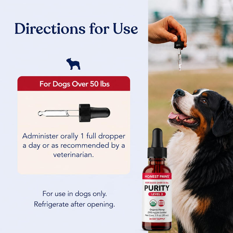 Honest Paws Hemp Oil for Dogs - Natural Hemp Seed Oil Drops Rich in Omega 3 6 9 - May Help Support Calm Behavior, Physical Comfort & Overall Wellness - Made in USA Level 3