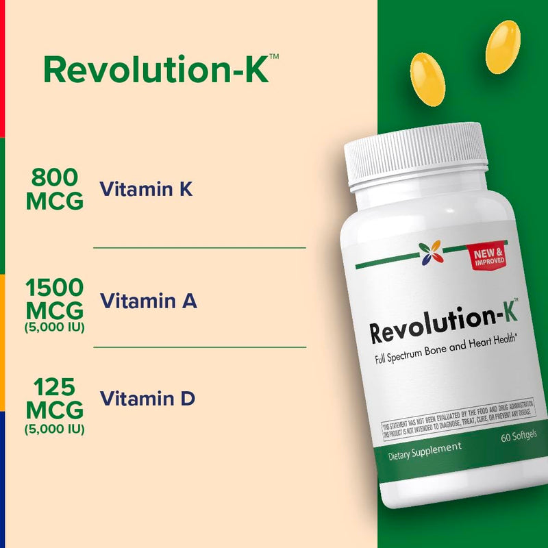 Stop Aging Now - Revolution-K Supplement - with Vitamin A, D, & K - 60 Softgels