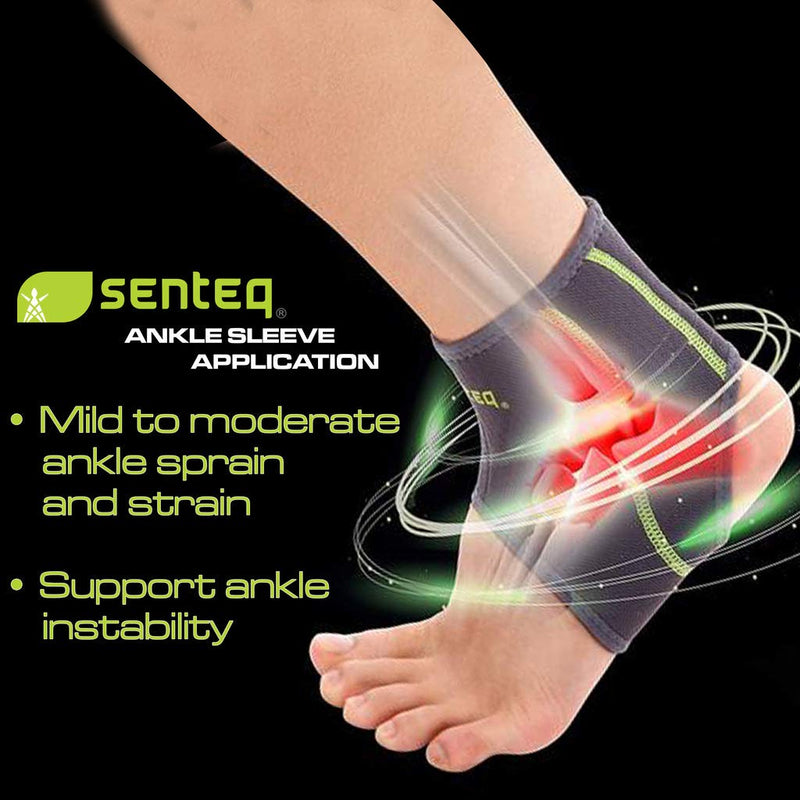 SENTEQ Ankle Brace for Men & Women- Compression Support for Sprained Ankles & Plantar Fasciitis, Elastic Neoprene Slim Sleeve for Jogging & Running, Ankle Stabilizer and Support for Walkers (Medium) Medium (Pack of 1)