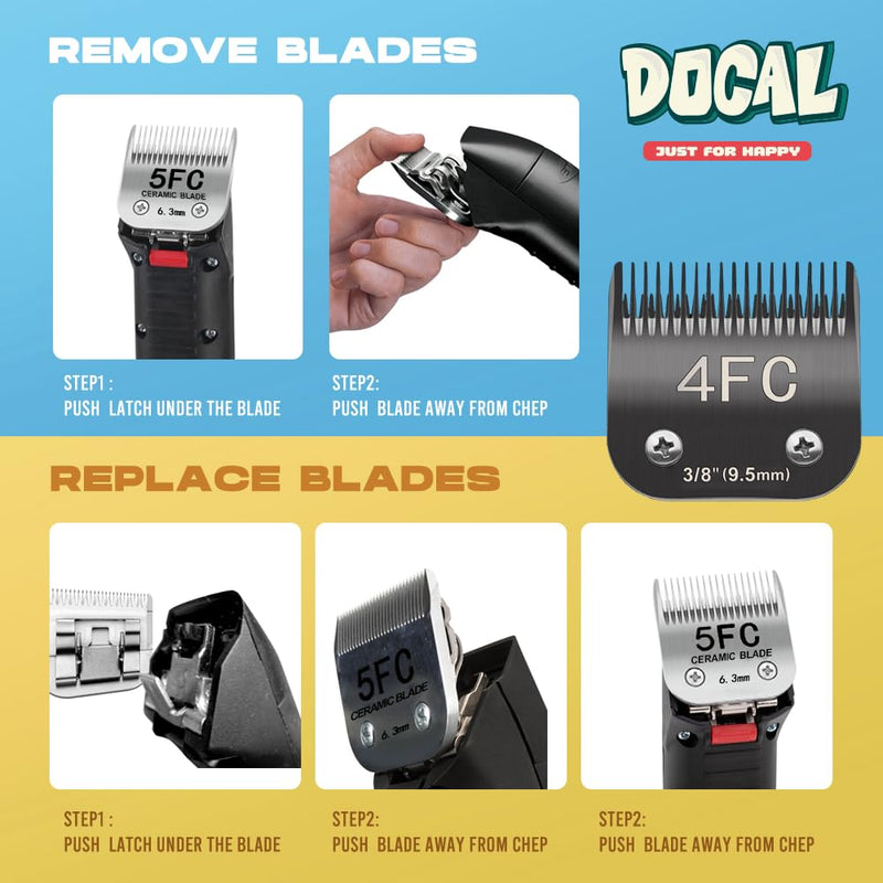 5FC Pet Dog Grooming Detachable Blades, Compatible with Andis Size-5FC Cut Length 1/4"(6.3mm), Most A5,KM Series Clippers,Made of Ceramic Blade (Black) 5FC 6.3mm - BeesActive Australia