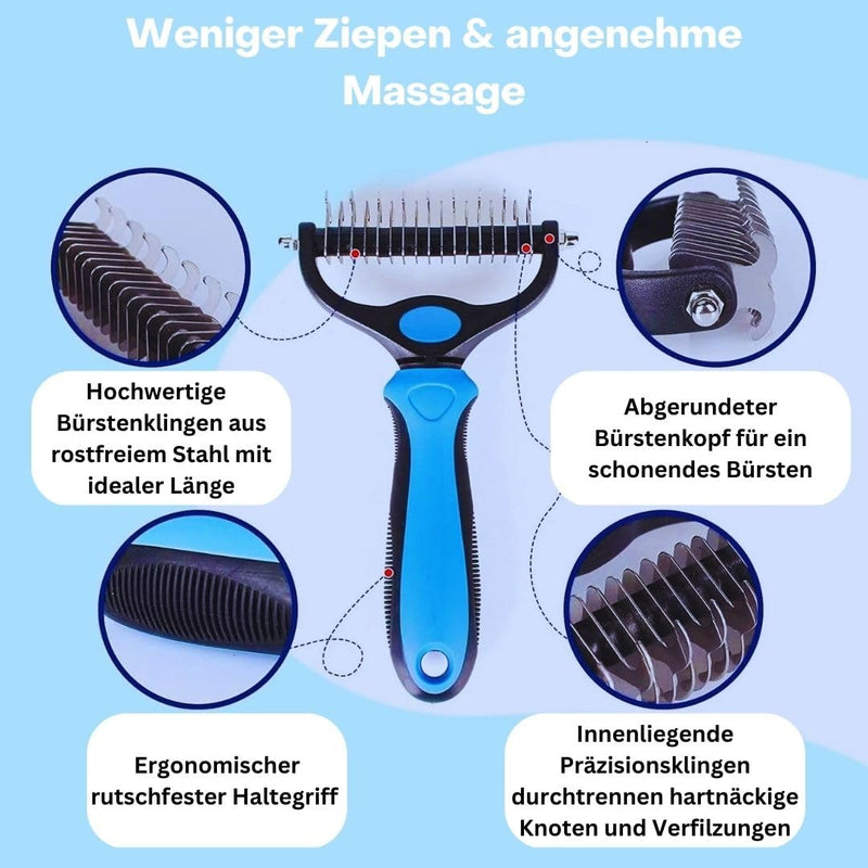 Tiertastisch dog brush & cat brush for medium & long hair, undercoat comb for removing undercoat and tangles, top hair protection and massage effect, fur hair brush for depilation - BeesActive Australia