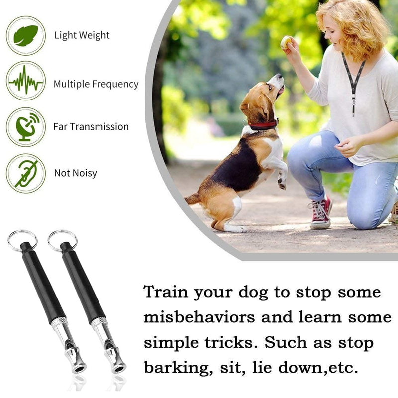 Dog Whistle, 2 Pack Ultrasonic Dog Whistle to Stop Barking for Dogs, Professional Recall Dog Training Whistles, Adjustable Ultrasonic Silent Dog Whistle to Stop Barking Control Devices, with Lanyard - BeesActive Australia