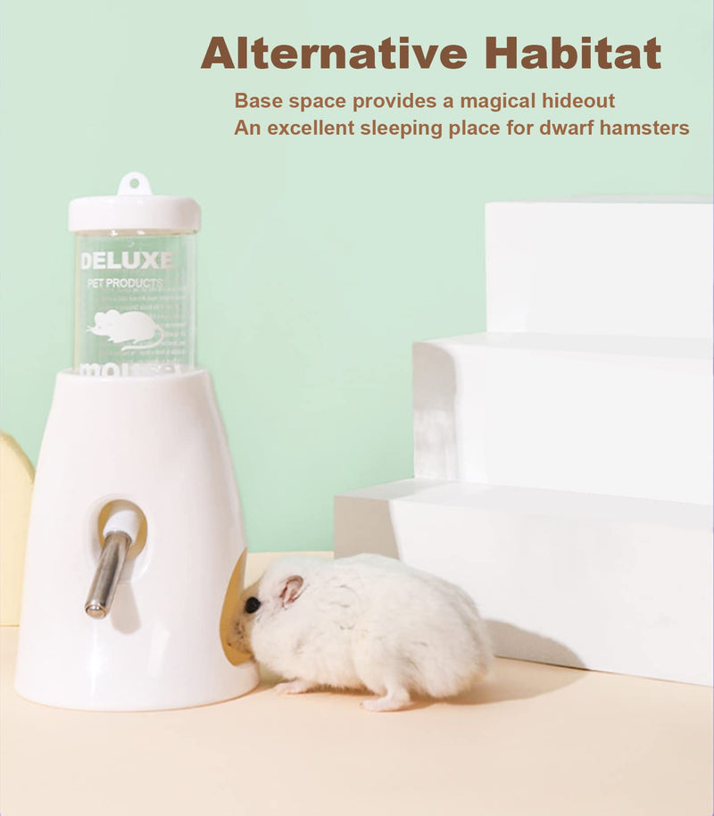 Hamster Water Bottle with Stand, Small Animal Water Dispenser, with Hideout Space, Leak-proof, for Dwarf Hamsters White - BeesActive Australia