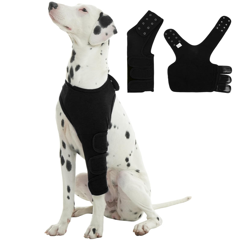ROZKITCH Dog Recovery Suit for Front Left Legs, Breathable Dog Surgery Suit Anti Licking, Cone Alternative for Wound, Adjustable Dog Leg Sleeve for Medium Dogs, Post-Surgery Leg Sleeve Black M