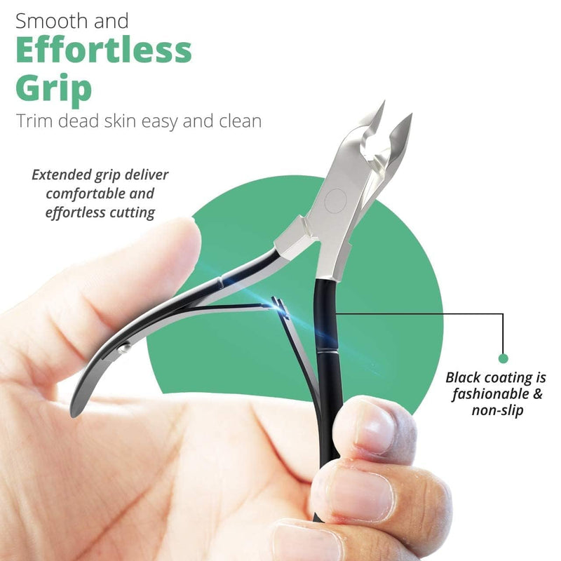 Professional Cuticle Trimmer Nail Cuticle Cutter Stainless Steel Cuticle Nippers with Sharp Blades of Cuticle Remover Clippers Manicure Tools Double Spring - Pedicure Nail Tools (Black - 4 Pack) Black Nipper - Pack of 4 - BeesActive Australia
